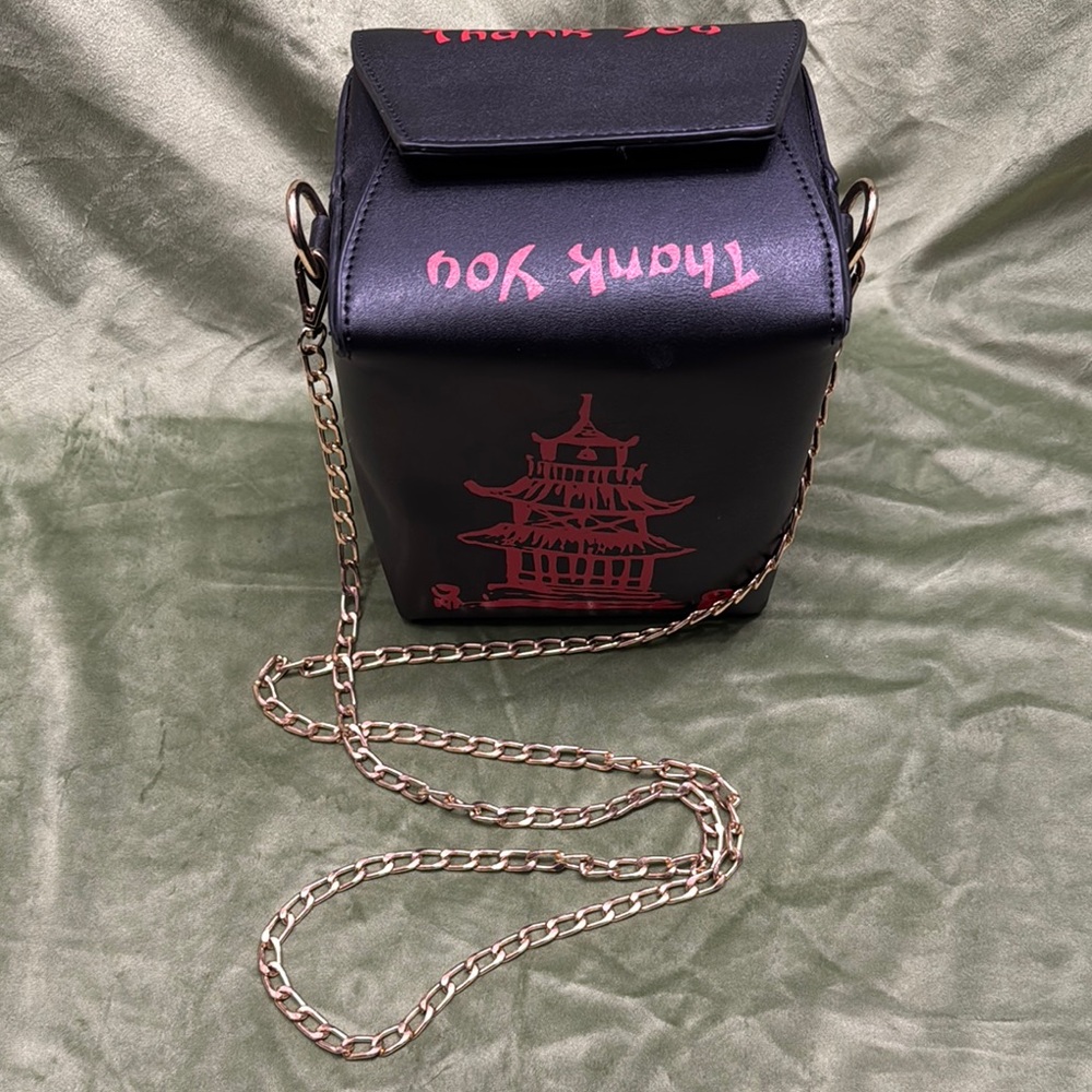 Black and Red Chain Strap Bag